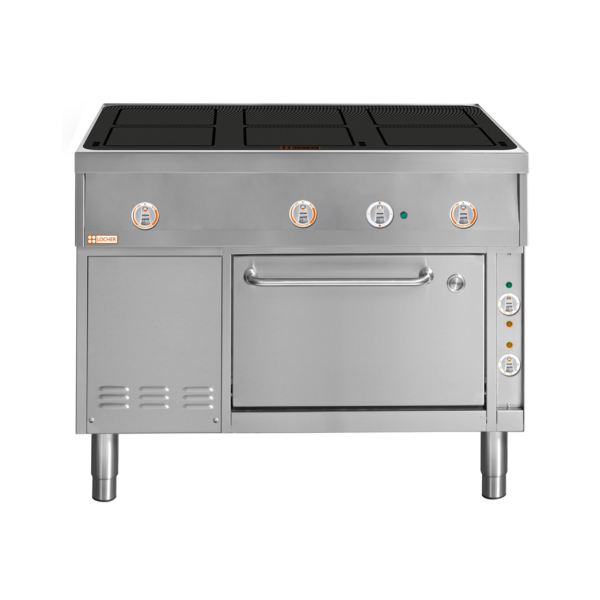 LOCHER 291210 Induktionsherd, 6 Kochstellen á 5 kW - und Bratofen GN 2/1