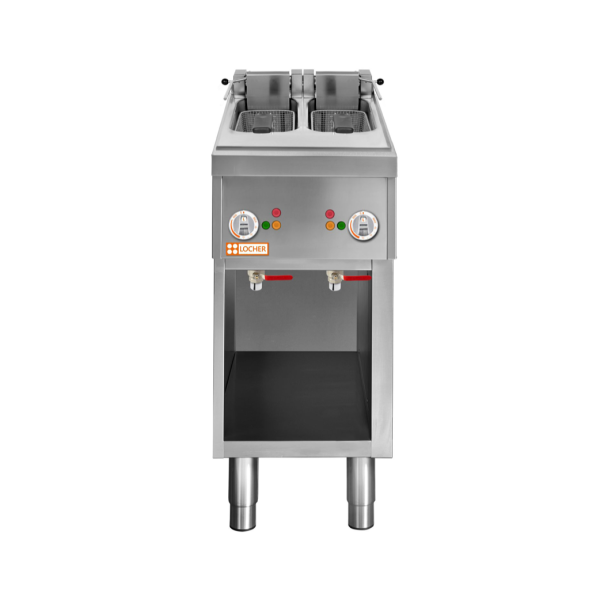 LOCHER 290512 Elektro-Fritteuse mit 2 Becken, 2 x 10 Liter 2 x 8 kW