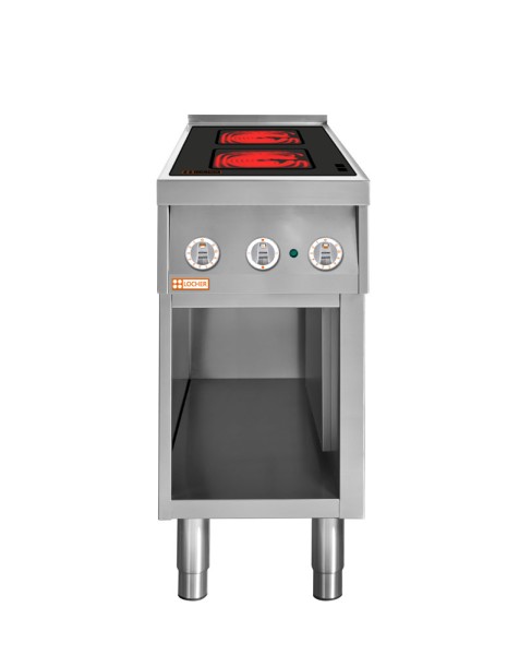 LOCHER 228301 Elektroherd, 2 Kochstellen á 4 kW, - Strahlheizkörper mit ﻿elektronischer Topf